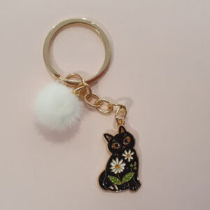 Nyckelring pom-pom-katt